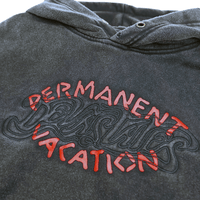 Permanent Vacation Distressed Hoodie in washed black - Devá States - State Of Flux