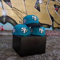 **PREORDER ONLY** San Francisco 49ers Aqua 2.0 59Fifty Fitted Hat in aqua and black - New Era - State Of Flux