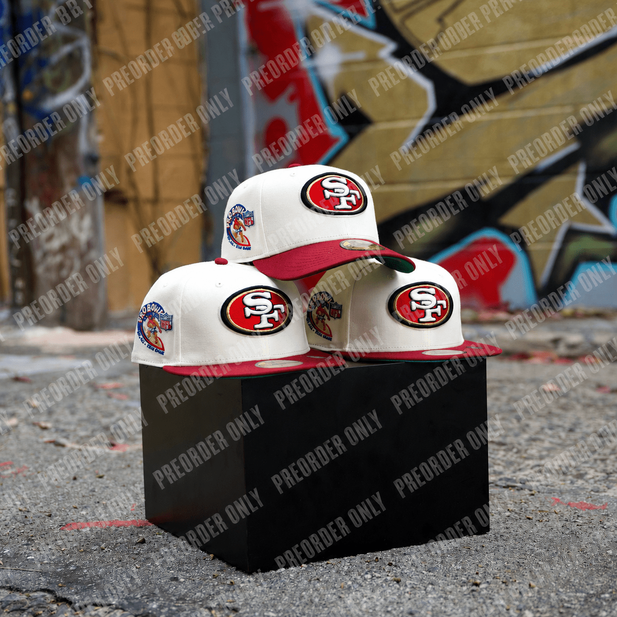 **PREORDER ONLY** San Francisco 49ers Surfin' Garcia 59Fifty Fitted Hat in chrome white and cardinal - New Era - State Of Flux