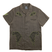 Prowler Linen Short - sleeve Button - up in charcoal - State Of Flux - State Of Flux