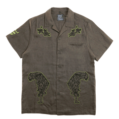 Prowler Linen Short-sleeve Button-up in charcoal