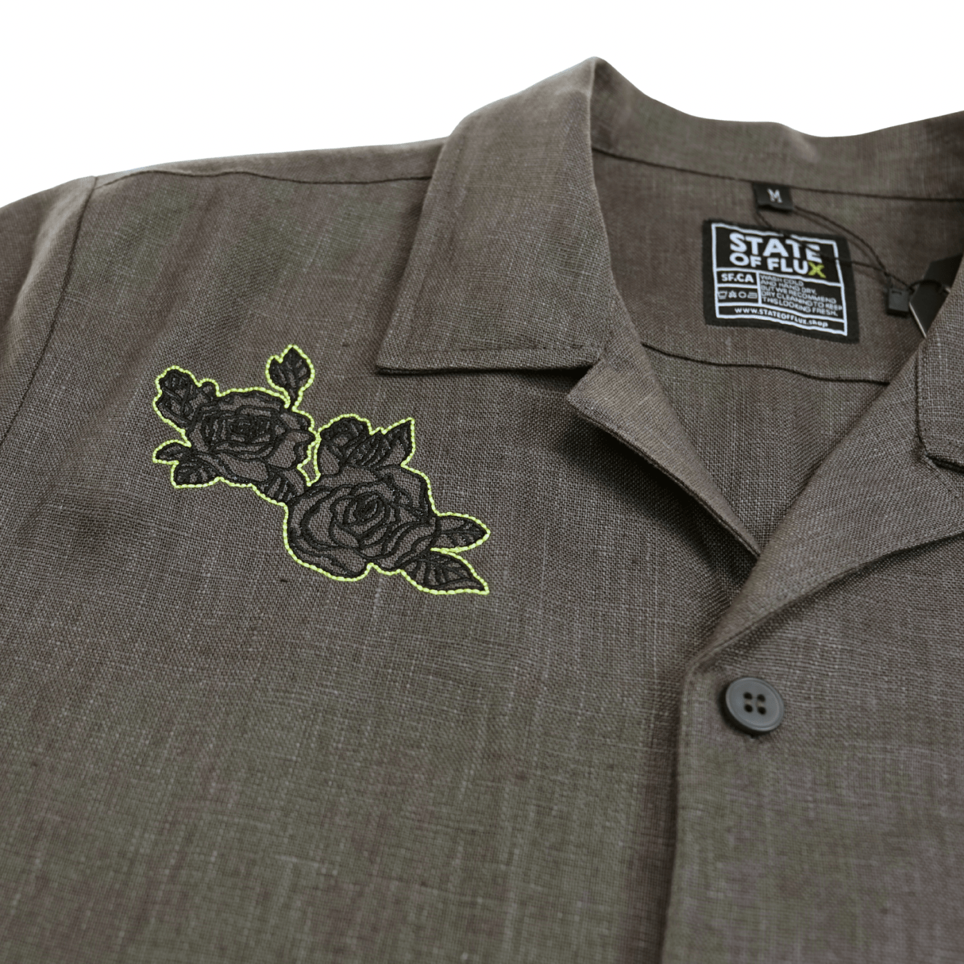 Prowler Linen Short-sleeve Button-up in charcoal