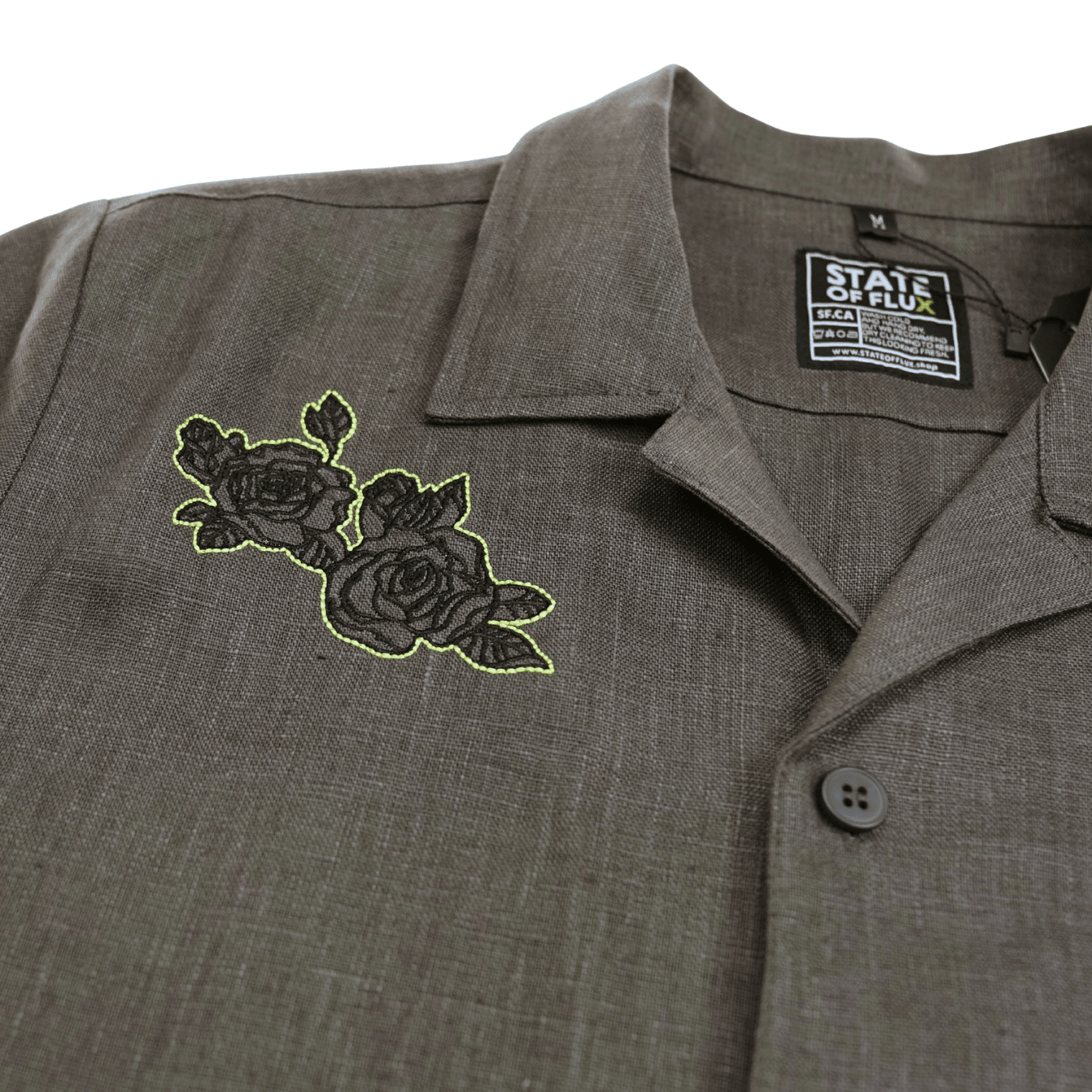 Prowler Linen Short-sleeve Button-up in charcoal