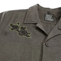 Prowler Linen Short - sleeve Button - up in charcoal - State Of Flux - State Of Flux