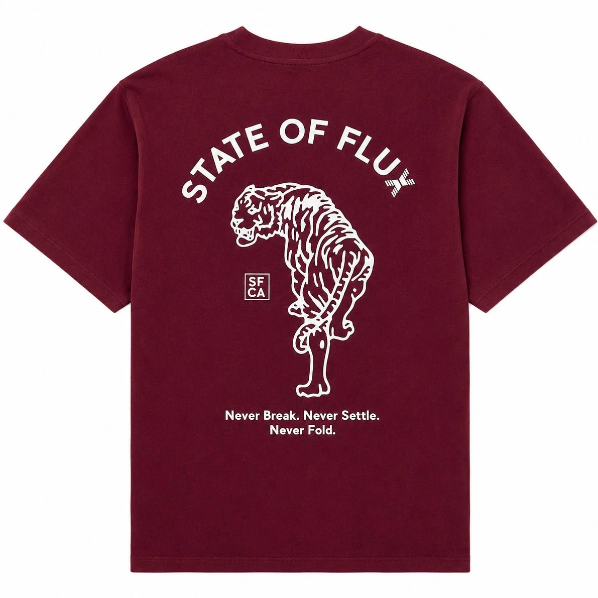 Prowler Tee in maroon and cream - State Of Flux - State Of Flux