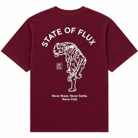 Prowler Tee in maroon and cream - State Of Flux - State Of Flux
