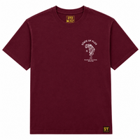 Prowler Tee in maroon and cream - State Of Flux - State Of Flux