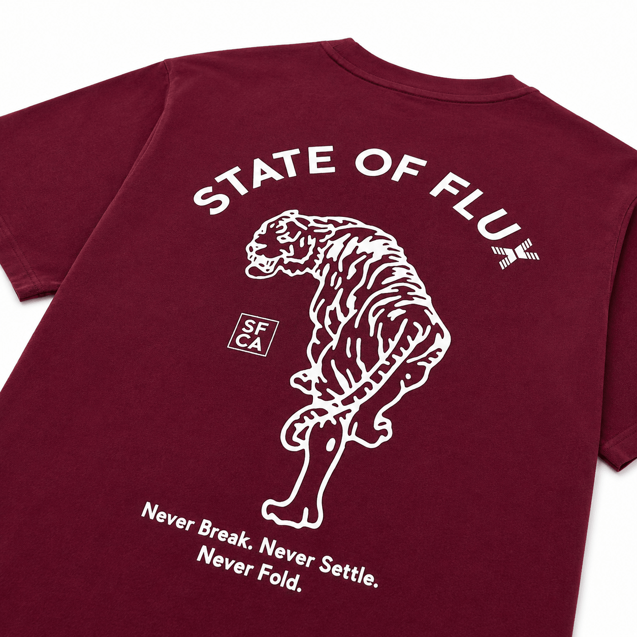 Prowler Tee in maroon and cream - State Of Flux - State Of Flux