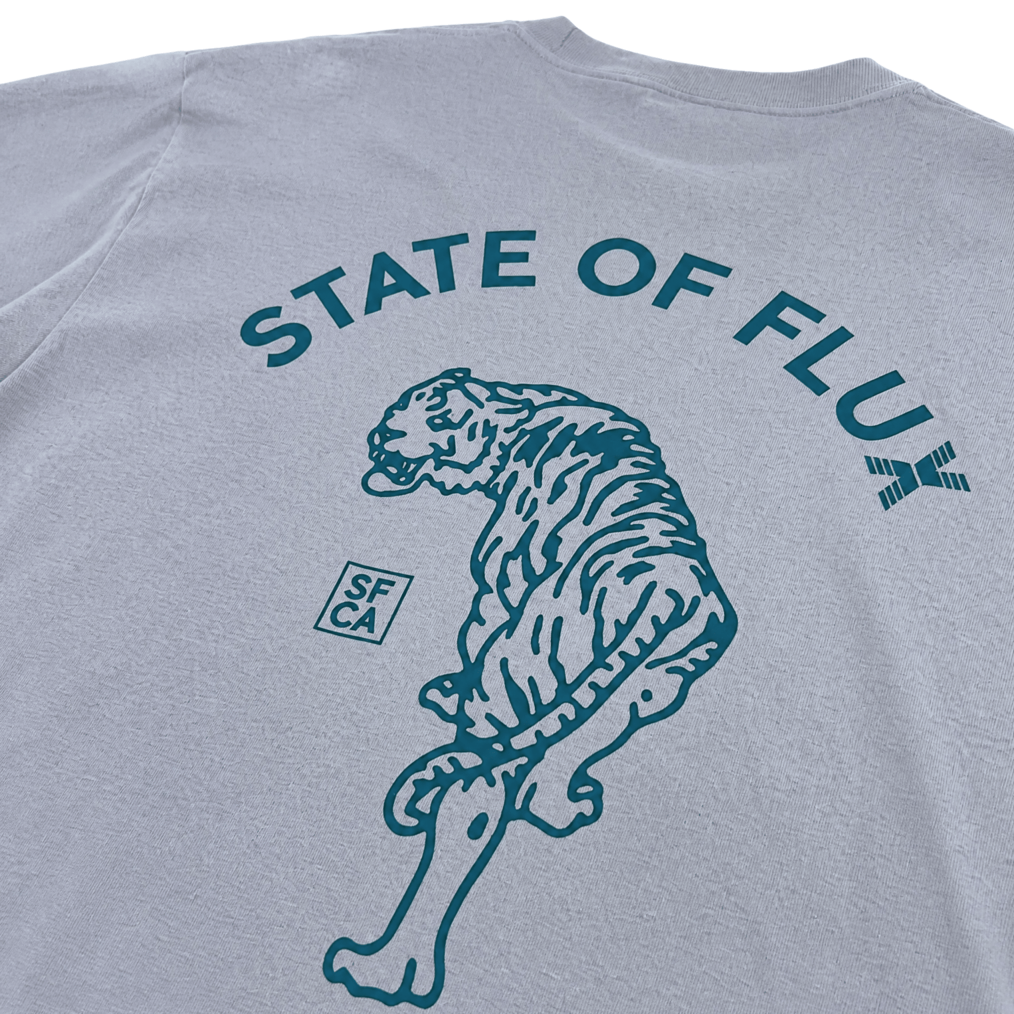 Prowler Tee in platinum and dark aqua - State Of Flux - State Of Flux