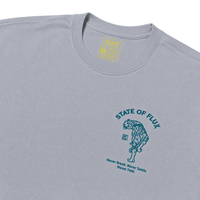 Prowler Tee in platinum and dark aqua - State Of Flux - State Of Flux