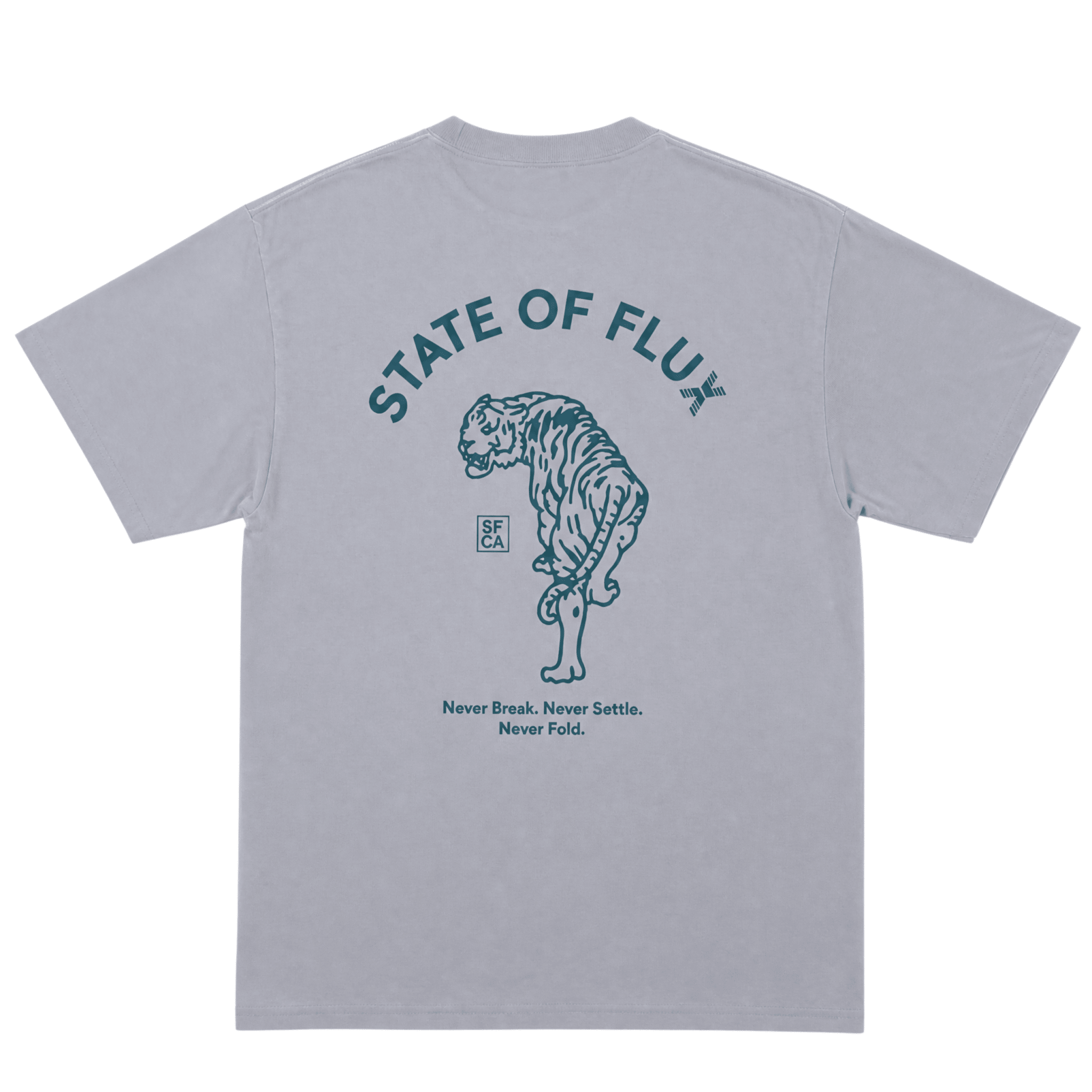 Prowler Tee in platinum and dark aqua - State Of Flux - State Of Flux
