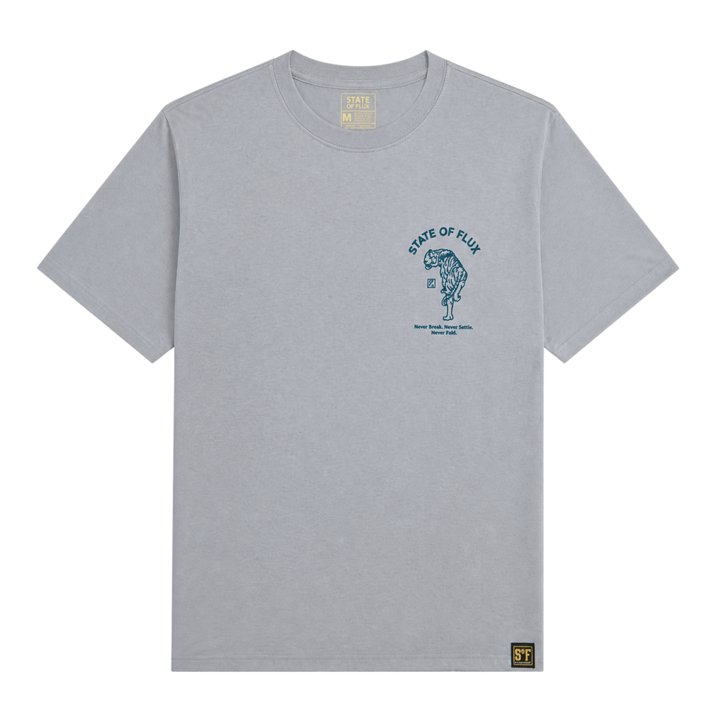 Prowler Tee in platinum and dark aqua