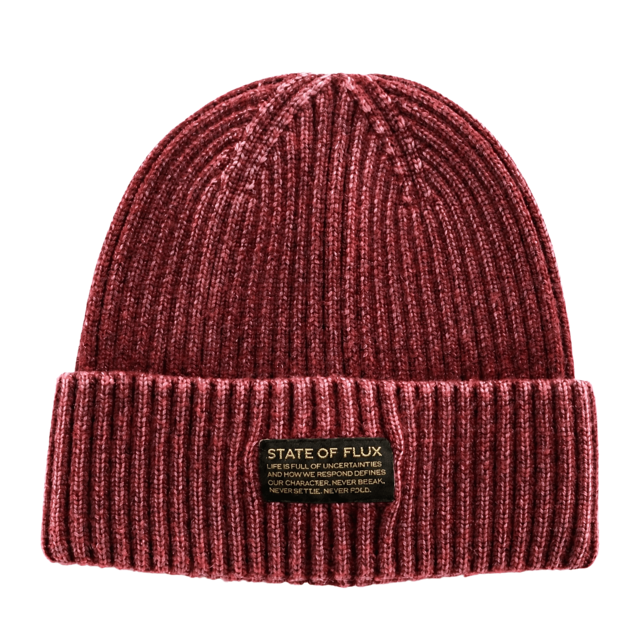 Ribbed Knit Mantra Beanie in washed burgundy