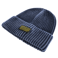 Ribbed Knit Mantra Beanie in washed navy - State Of Flux - State Of Flux