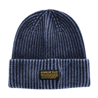 Ribbed Knit Mantra Beanie in washed navy - State Of Flux - State Of Flux