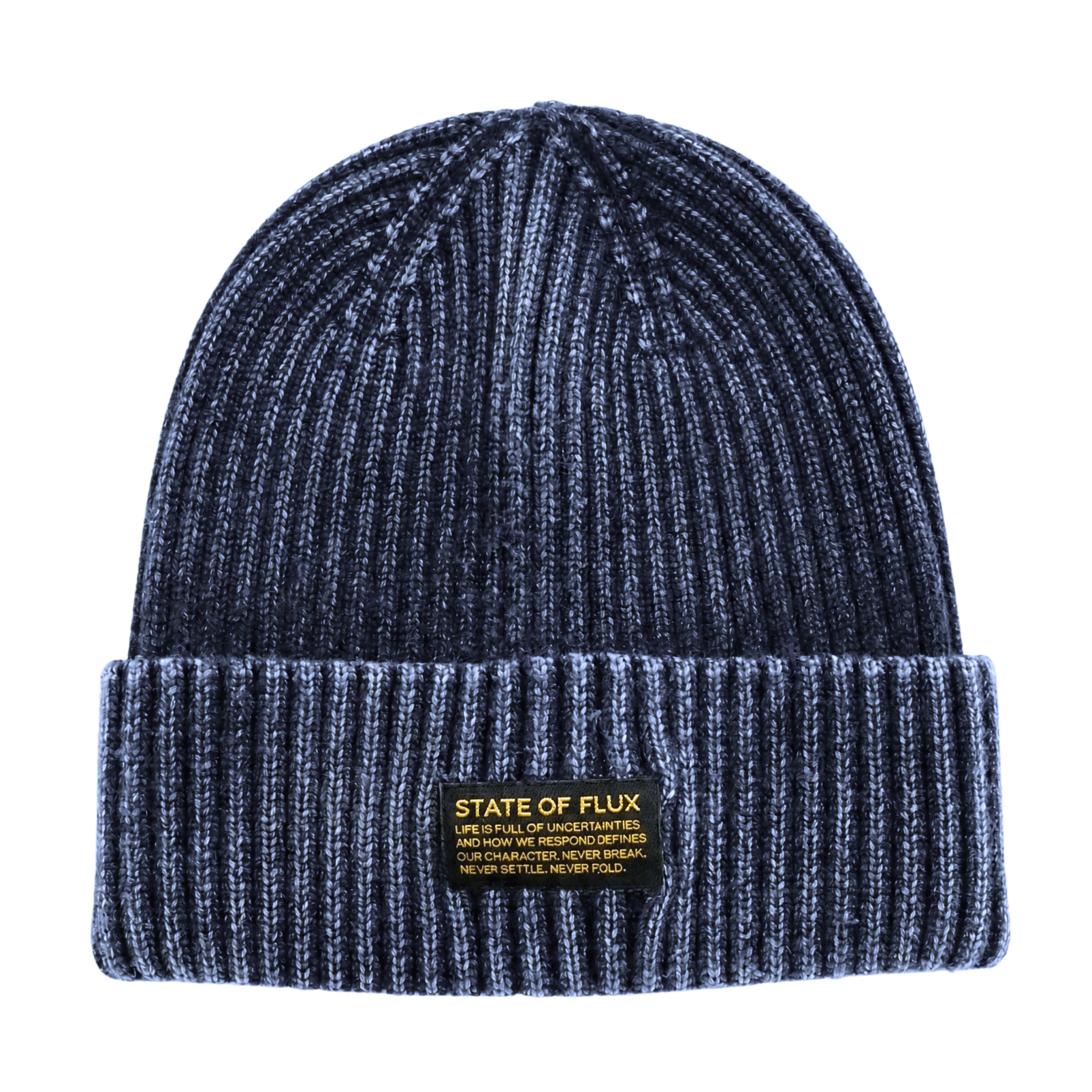 Ribbed Knit Mantra Beanie in washed navy