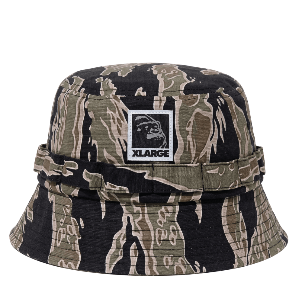 Ripstop Label Bucket Hat in tiger camo
