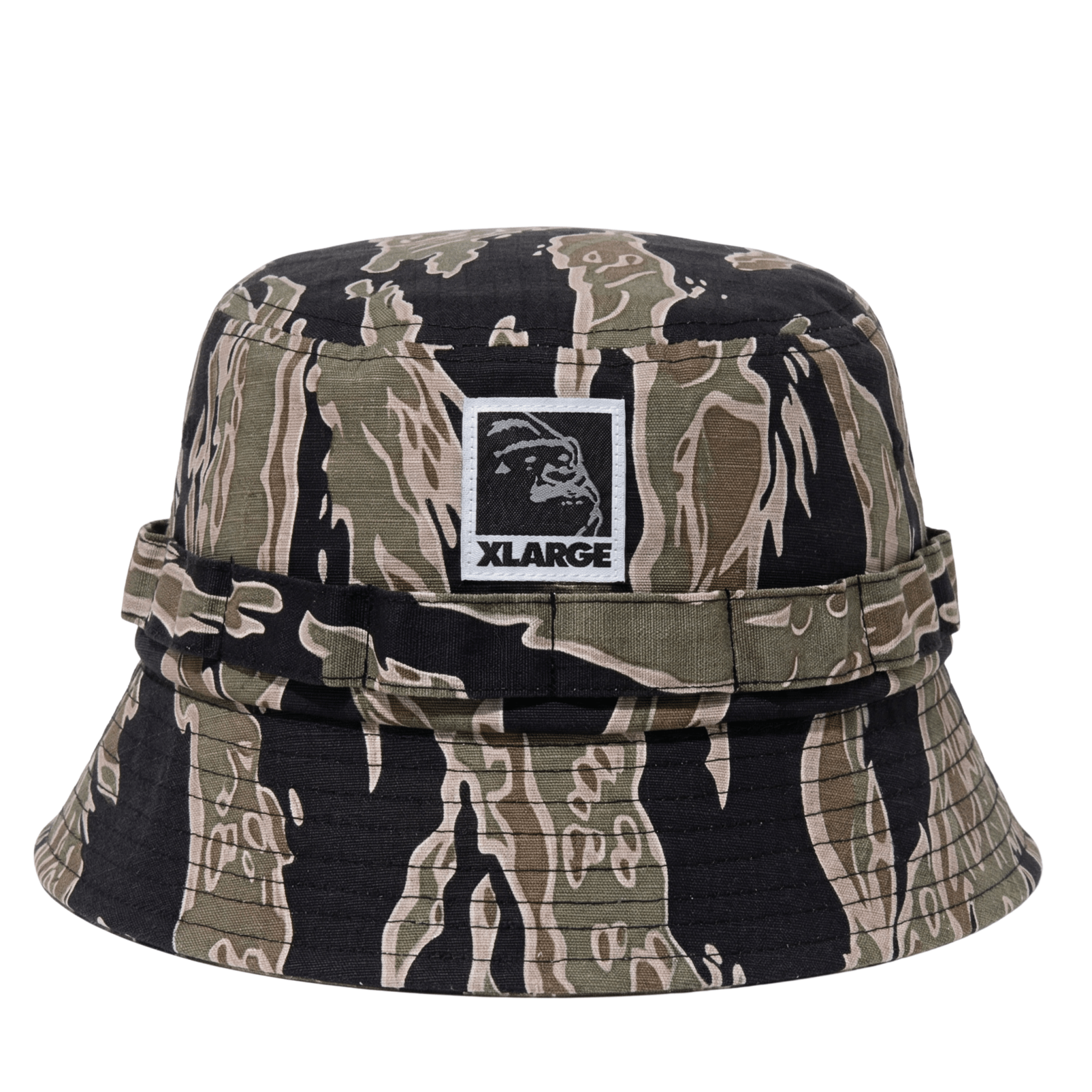 Ripstop Label Bucket Hat in tiger camo