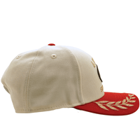 San Francisco 49ers 2025 NFL Draft 9Forty A - Frame Snapback Hat in cream and scarlet - New Era - State Of Flux
