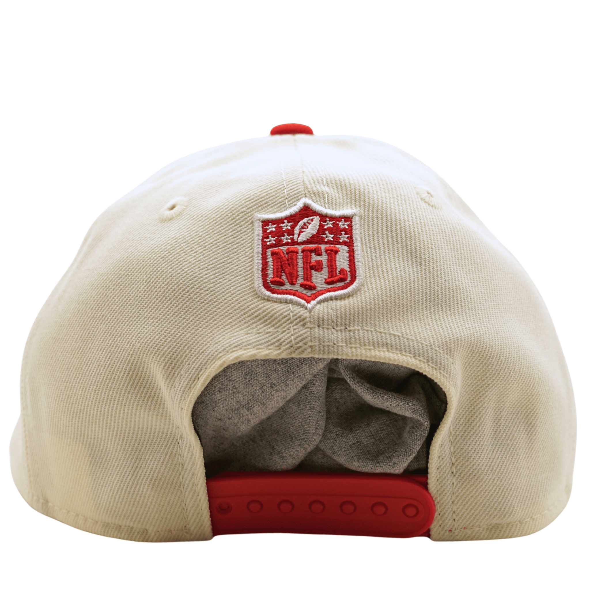 San Francisco 49ers 2025 NFL Draft 9Forty A - Frame Snapback Hat in cream and scarlet - New Era - State Of Flux