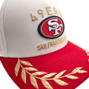 San Francisco 49ers 2025 NFL Draft 9Forty A - Frame Snapback Hat in cream and scarlet - New Era - State Of Flux
