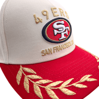 San Francisco 49ers 2025 NFL Draft 9Forty A - Frame Snapback Hat in cream and scarlet - New Era - State Of Flux