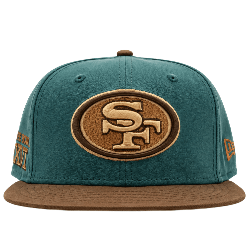 San Francisco 49ers 59Fifty Super Bowl XVI Fitted Hat in teal and brown
