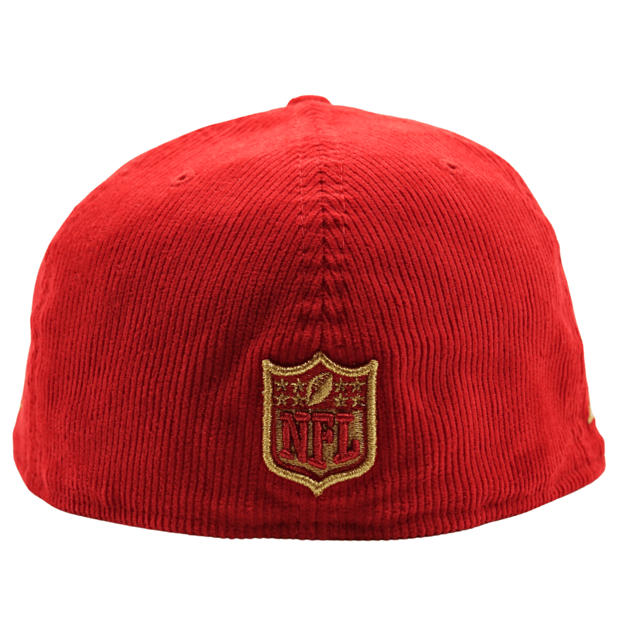 San Francisco 49ers Flash 80 59Fifty Fitted Hat in red corduroy and gold - New Era - State Of Flux