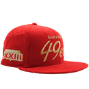 San Francisco 49ers Flash 80 59Fifty Fitted Hat in red corduroy and gold - New Era - State Of Flux