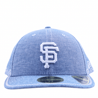 San Francisco Giants Hand Stitched Chambray Low Profile 59Fifty Fitted Hat in light blue denim - New Era - State Of Flux
