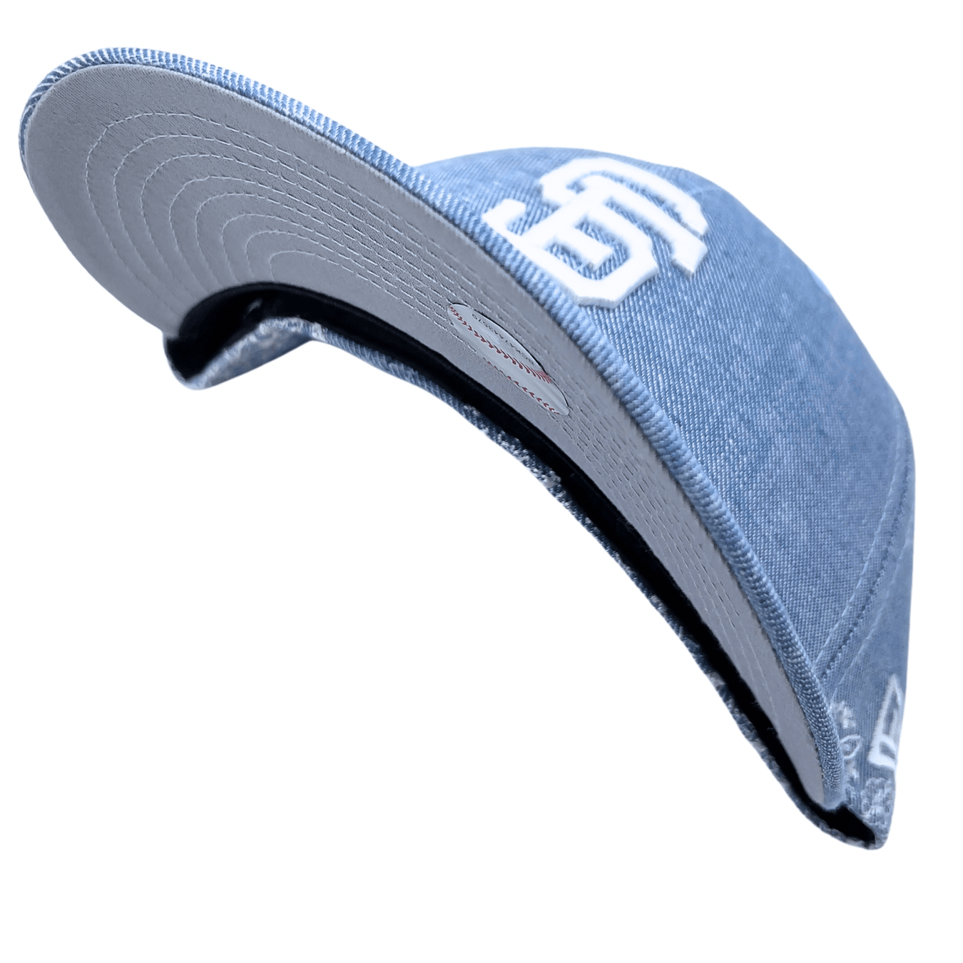 San Francisco Giants Hand Stitched Chambray Low Profile 59Fifty Fitted Hat in light blue denim - New Era - State Of Flux