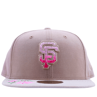 San Francisco Giants Hand Stitched Floral 59Fifty Fitted Hat in beige and pink - New Era - State Of Flux