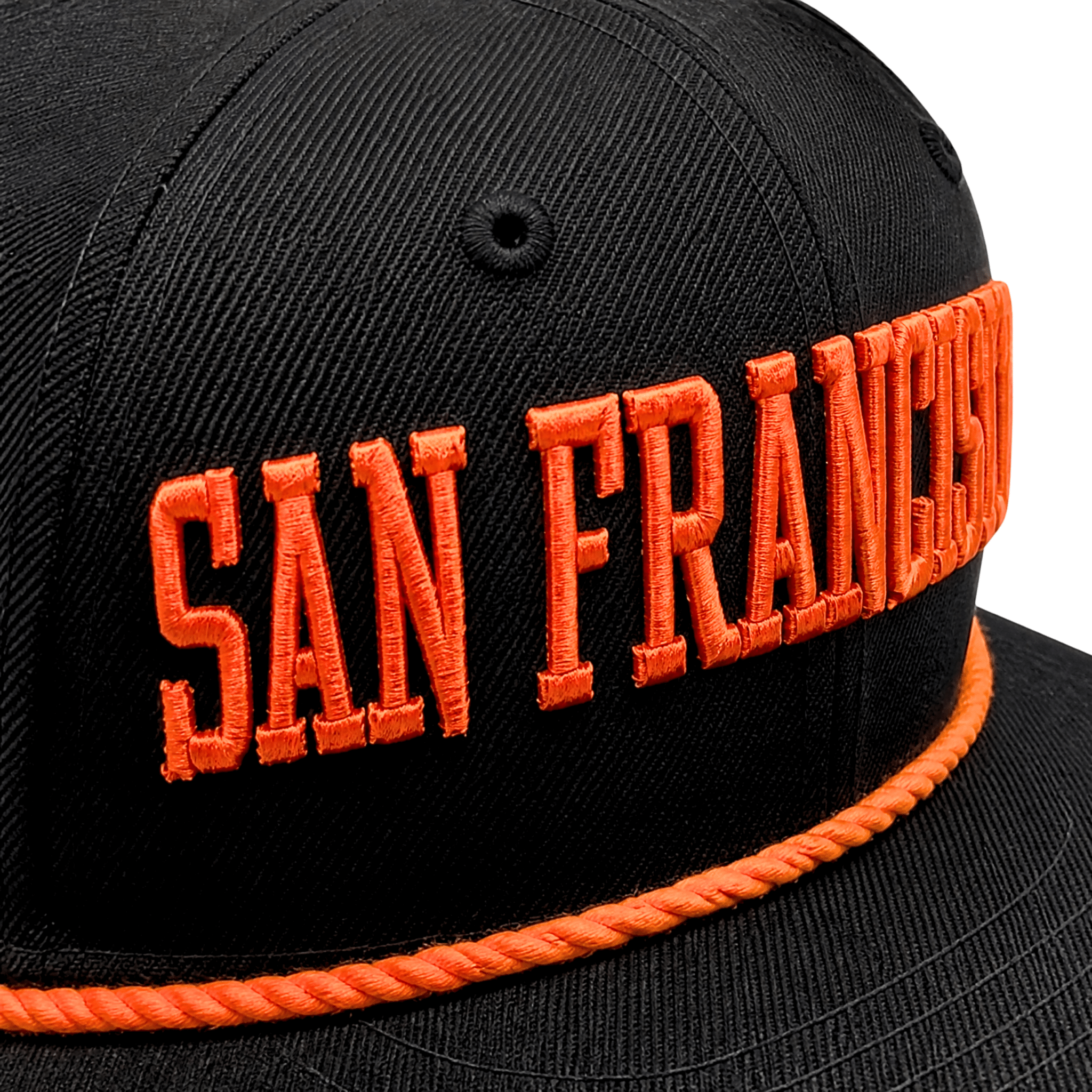 San Francisco Giants Wordmark 9Seventy Stretch-Snap Hat in black and orange