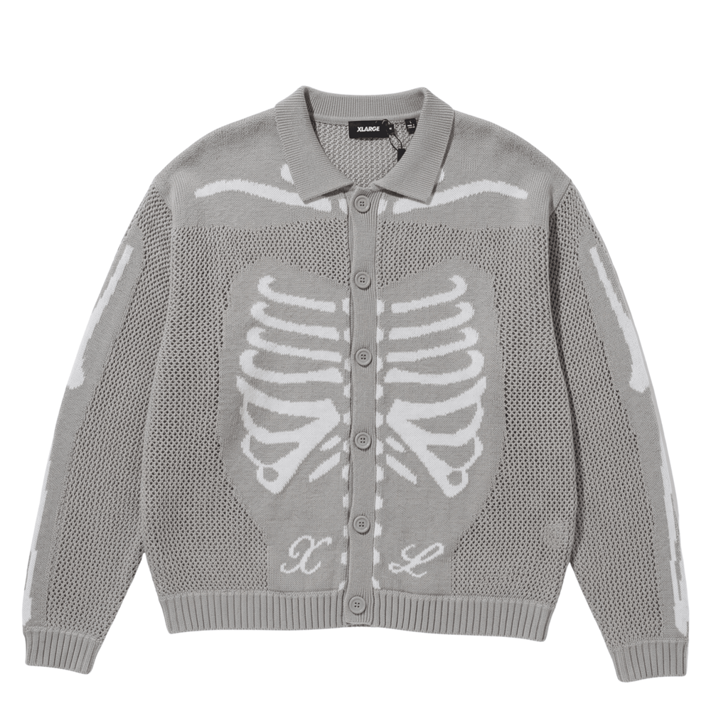 Scanner Knit Cardigan in light grey and white