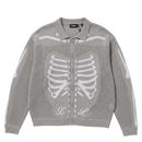 Scanner Knit Cardigan in light grey and white - XLARGE - State Of Flux