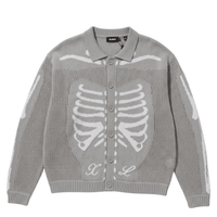 Scanner Knit Cardigan in light grey and white - XLARGE - State Of Flux