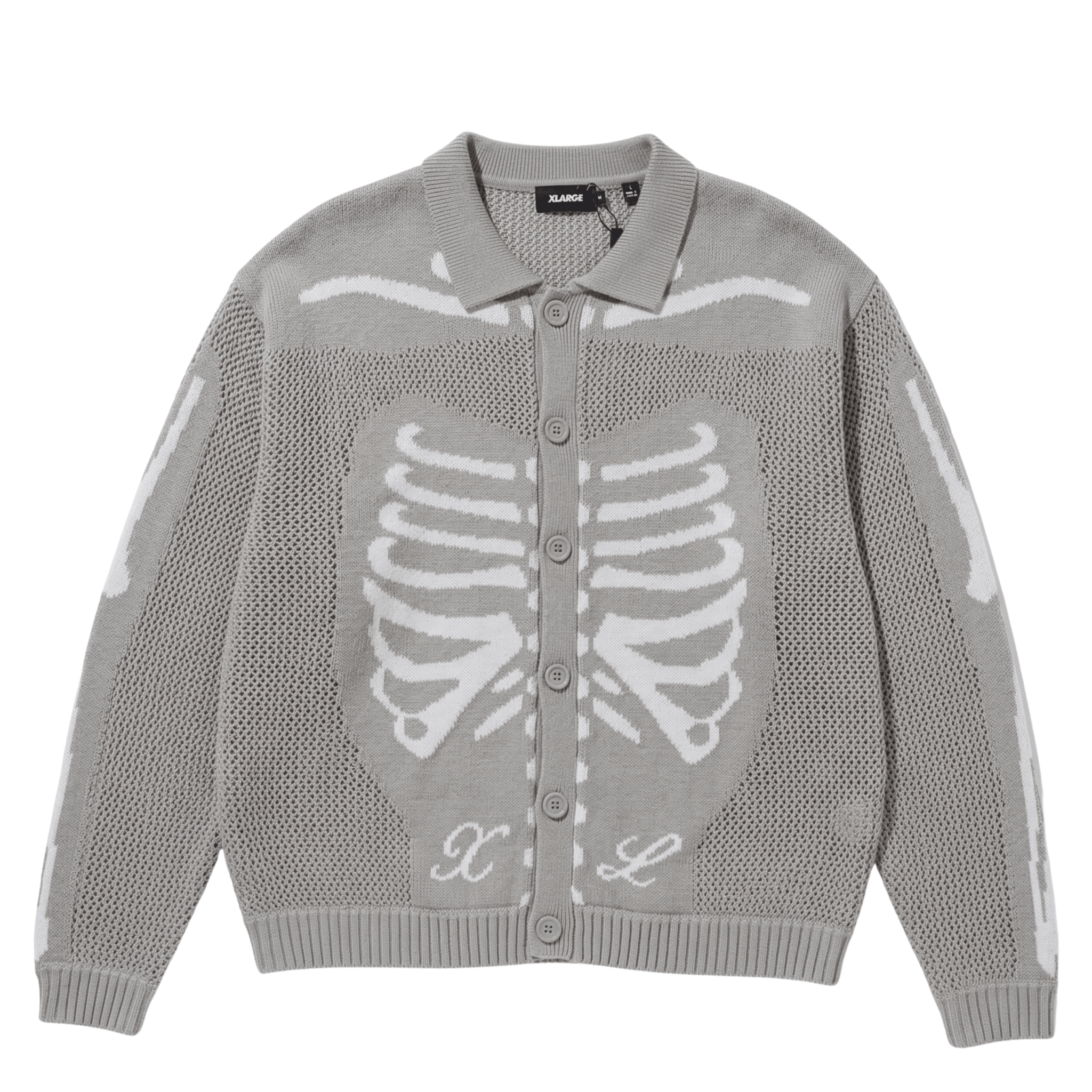 Scanner Knit Cardigan in light grey and white