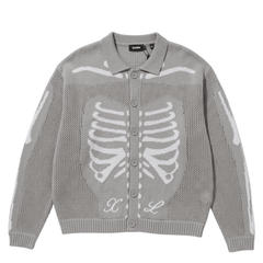 Scanner Knit Cardigan in light grey and white