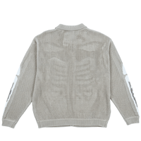 Scanner Knit Cardigan in light grey and white - XLARGE - State Of Flux
