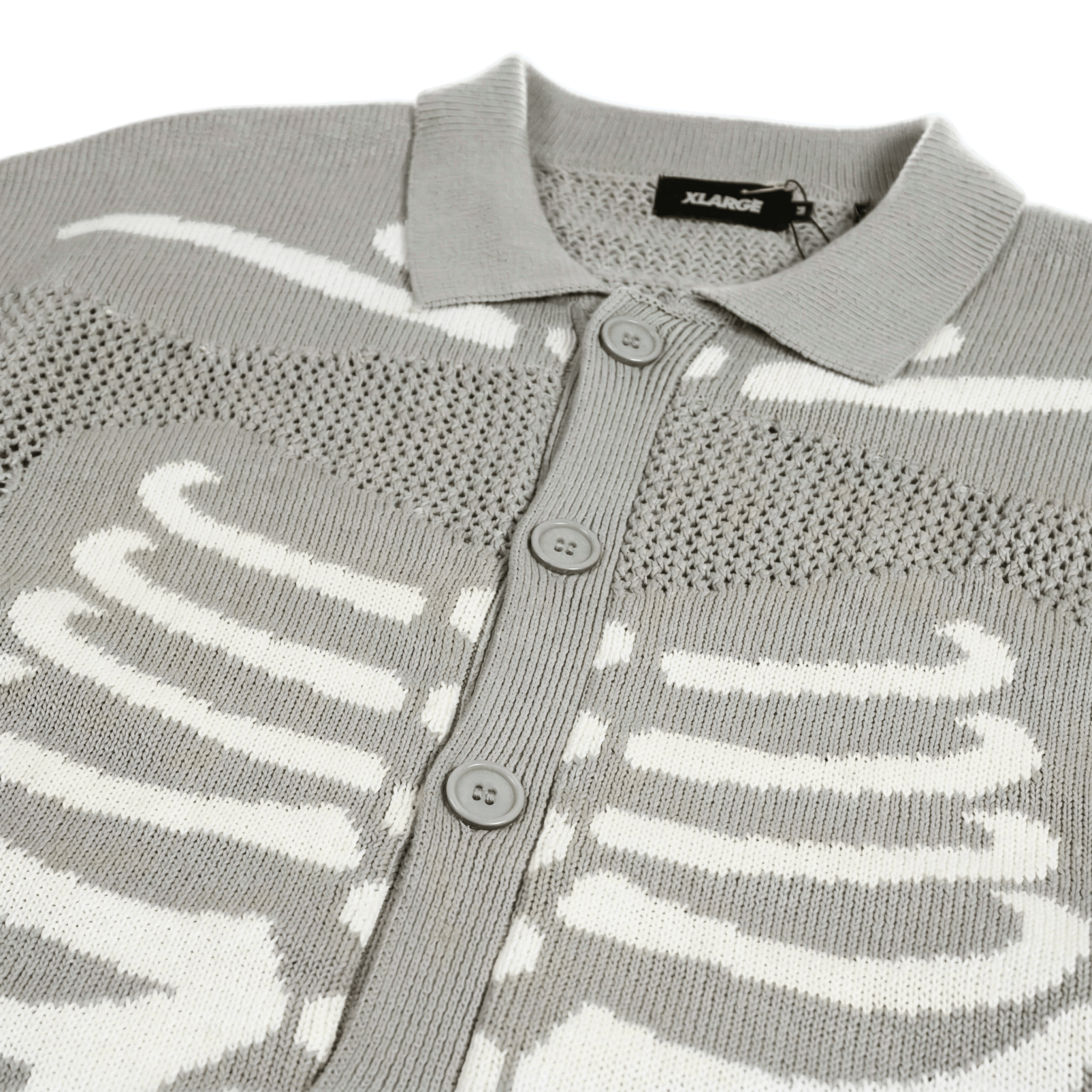 Scanner Knit Cardigan in light grey and white