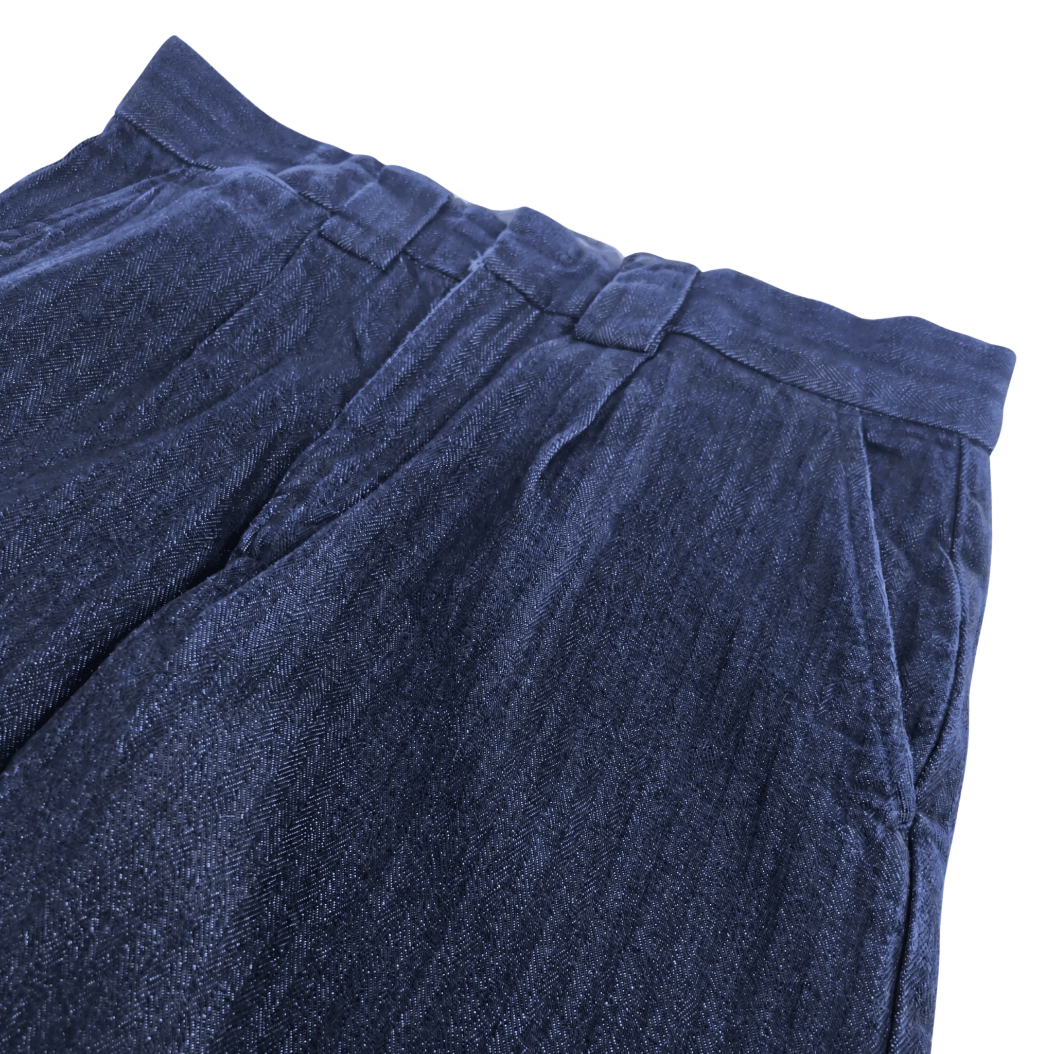 Selvedge Herringbone Denim Work Pants in rinsed indigo