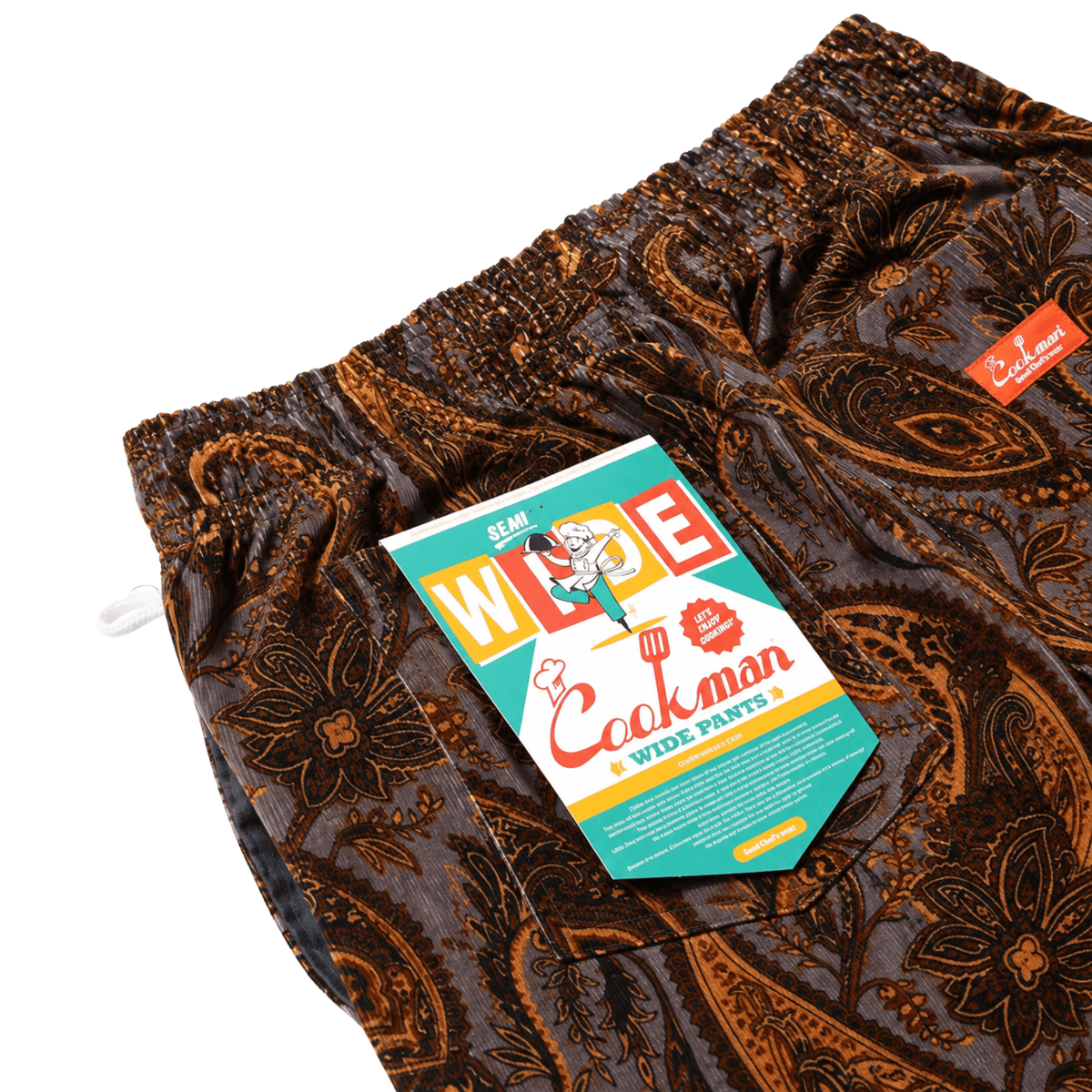 Semiwide Corduroy Chef Pants in paisley brown - Cookman - State Of Flux