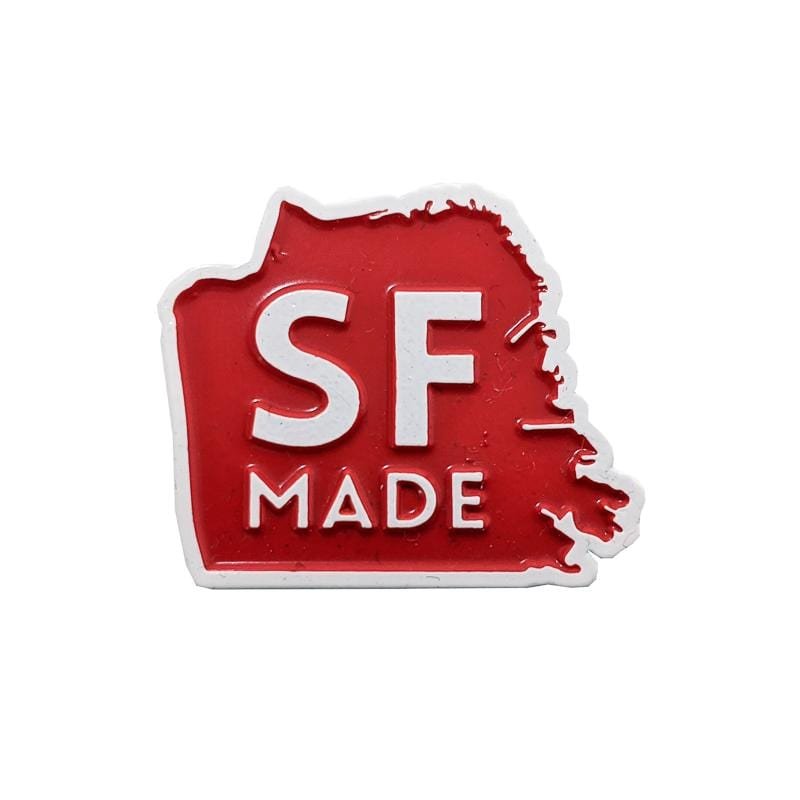 SF Made Pin in red and white - State Of Flux - State Of Flux