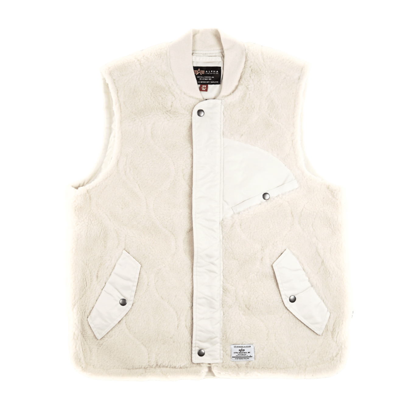 Sherpa Onion Quilting Vest in dune white