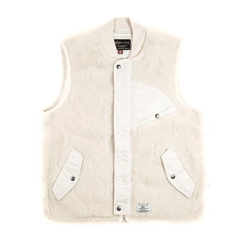 Sherpa Onion Quilting Vest in dune white