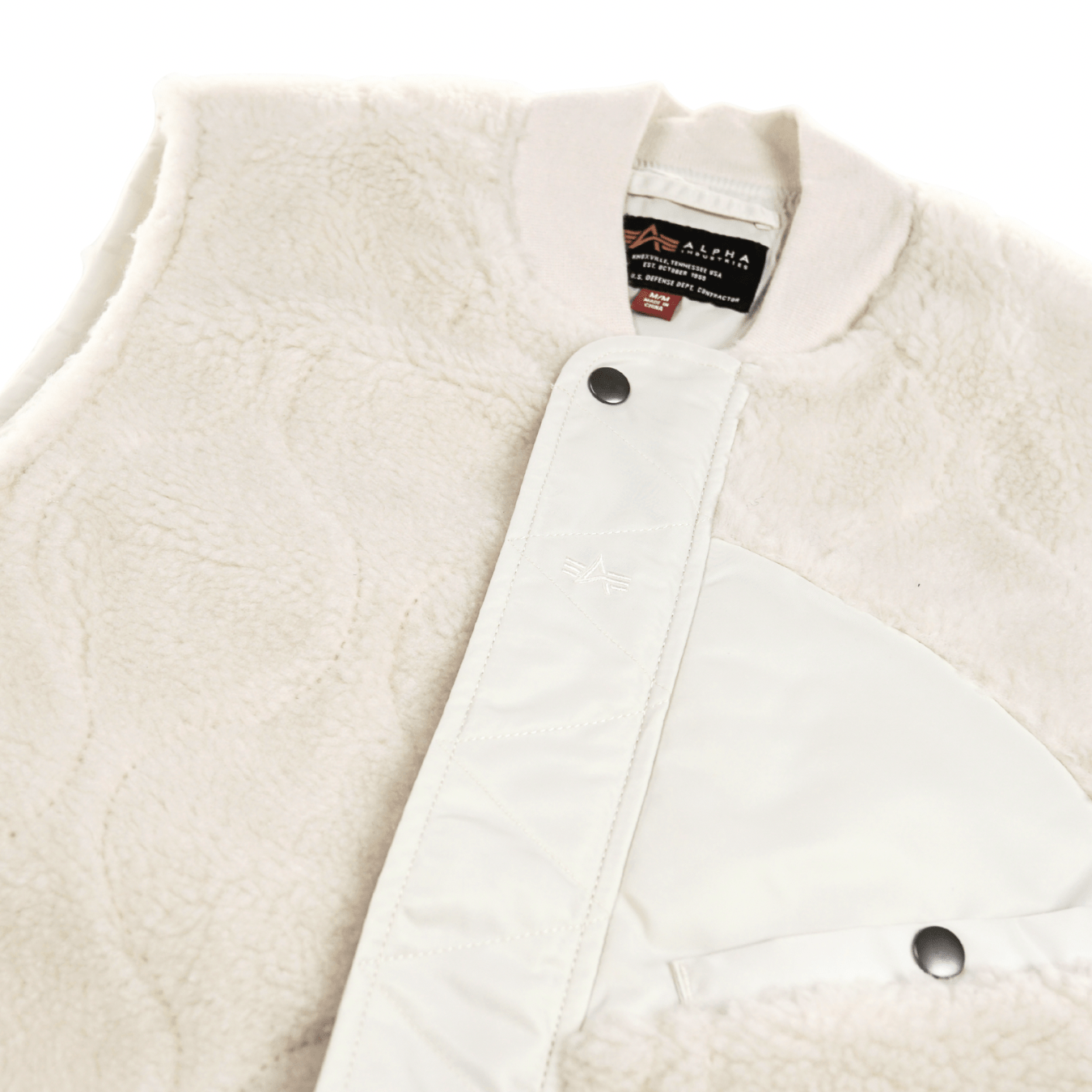 Sherpa Onion Quilting Vest in dune white