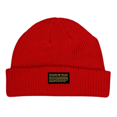 Short Knitted Mantra Beanie in red