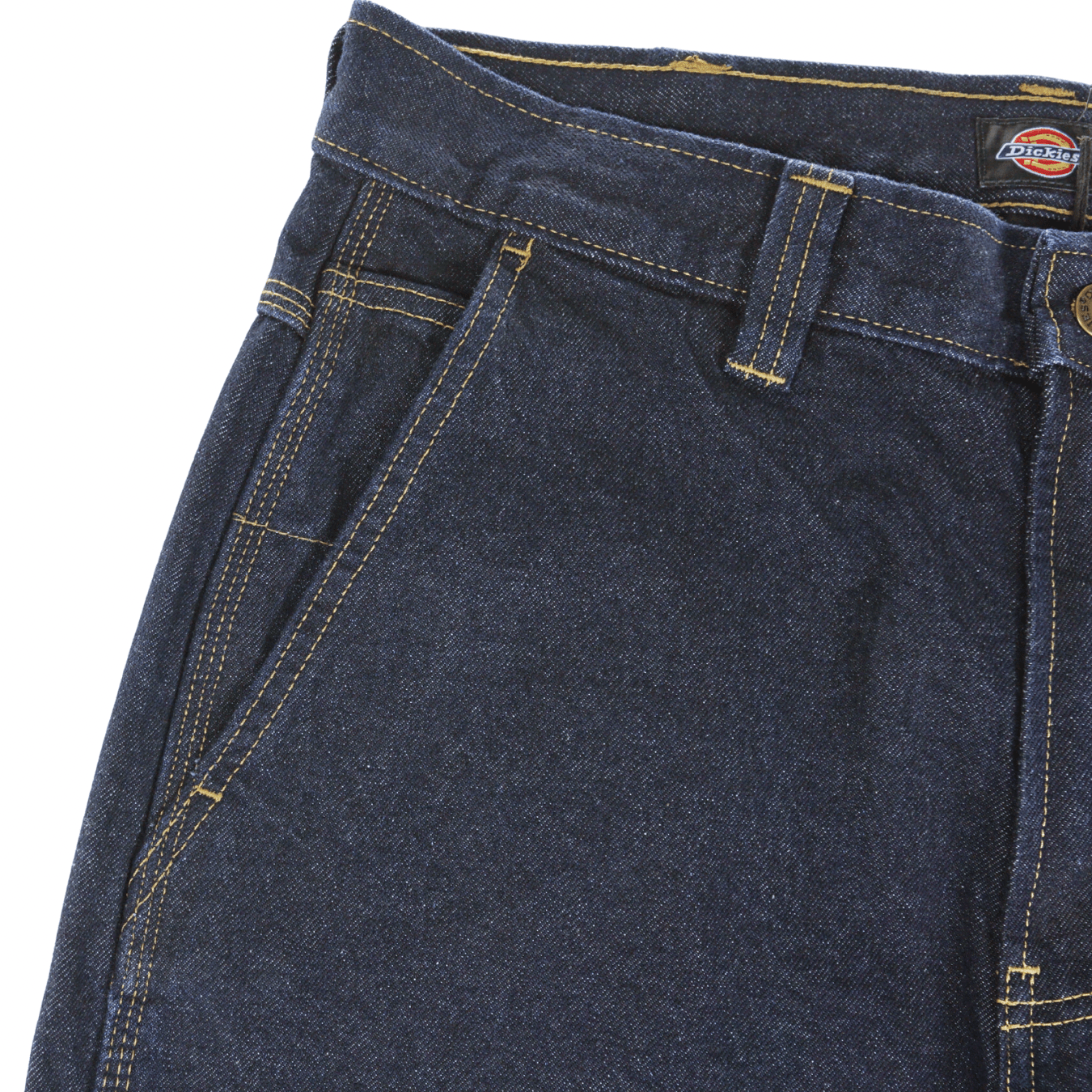 Single Knee Loose Denim Jeans in rinsed indigo blue
