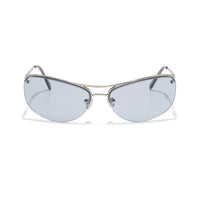 Slim Sunglasses in polished silver and periwinkle - Szade - State Of Flux