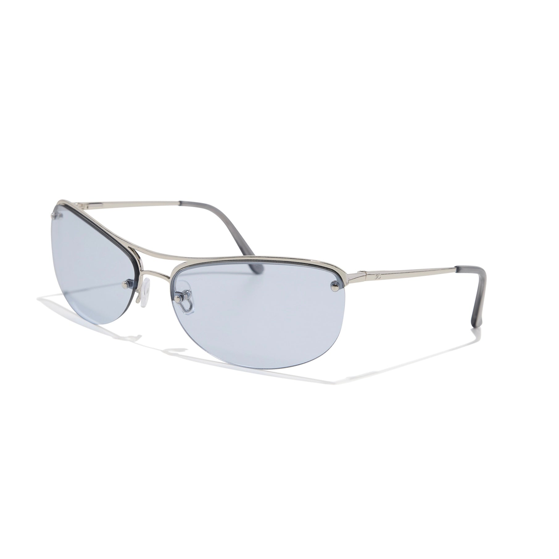 Slim Sunglasses in polished silver and periwinkle